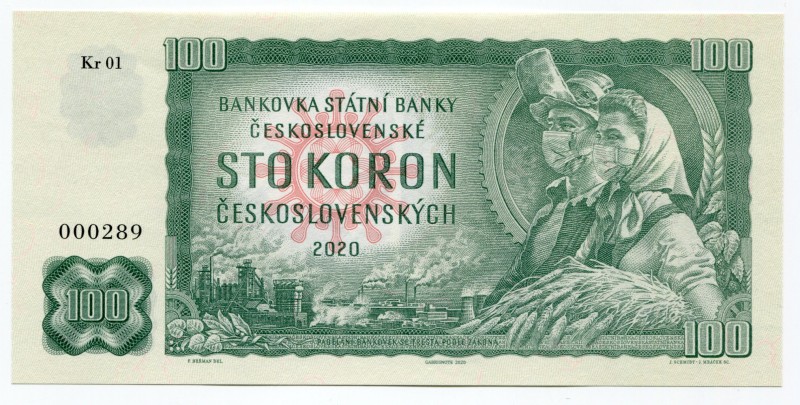 Czechoslovakia 100 Korun 2020 Specimen "COVID-19 "
"Tribute to all medical stuf...