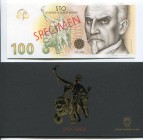 Czech Republic Commemorative Banknote "100th Anniversary of the Czechoslovak Crown" 2019 (2020) SPECIMEN NEW RARE Series "D"
# D 00000000; 100 Korun ...