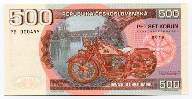 Czech Republic 500 Korun 2019 Specimen "JAWA 500 OHV RUMPÁL"
Fantasy Banknote; ...
