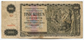 Slovakia 1000 Korun 1940 
P# 13a; F