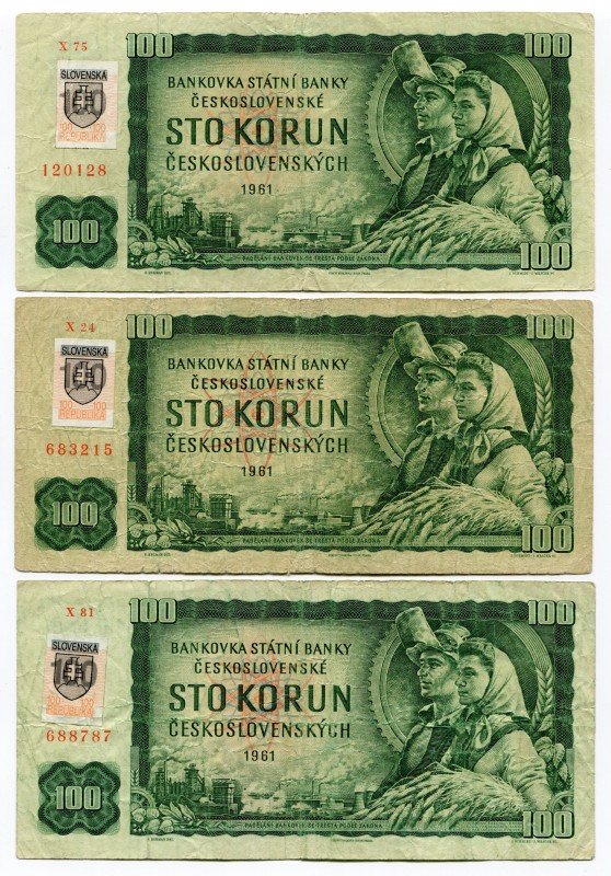 Slovakia 100 Korun 1961 (1993) Series "X"
P# 17c