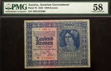 Austria 1000 Kronen 1922 PMG 58
P# 78; # 1084 074560