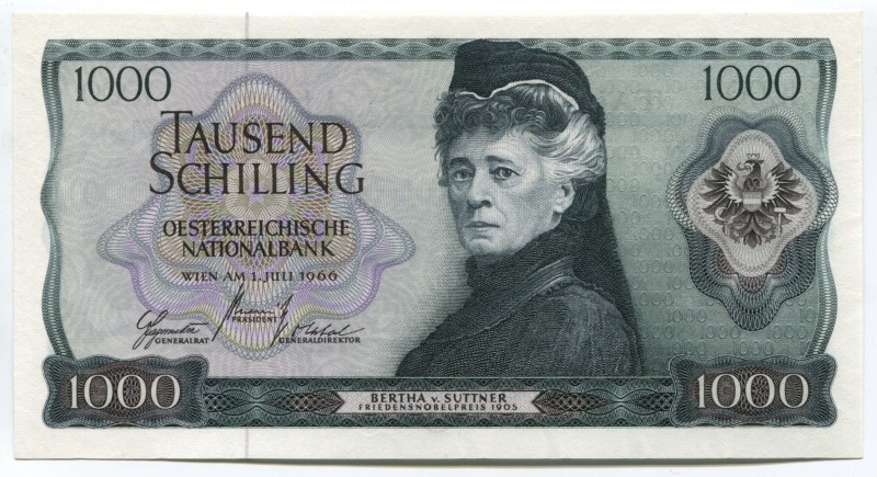 Austria 1000 Schilling 1966 Rare
P# S333; № 16v-013298; UNC