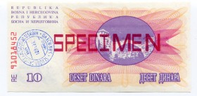 Bosnia and Herzegovina 10 Dinara 1992 Specimen
P# 10s; № AA00000000; Sarajevo; UNC