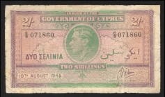 Cyprus 2 Shillings 1945 Rare
P# 21; F