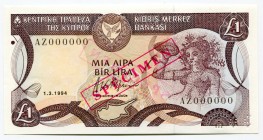 Cyprus 1 Pound 1994 Specimen
P# 53c; # AZ 000000; UNC