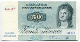 Denmark 50 Kroner 1992 
P# 50; UNC; W/mark Jens Juel