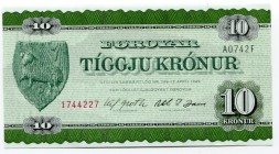 Faeroe Islands 10 Krónur 1978 
P# 18a; № 1744227; UNC