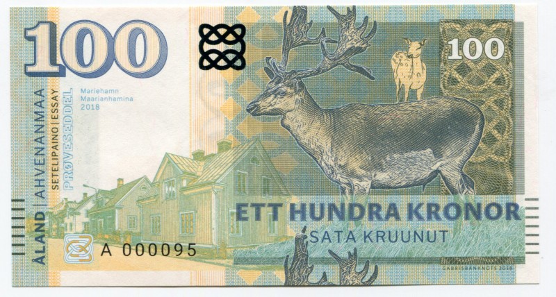 Finland 100 Kronor 2018 Specimen "Åland Islands"
Fantasy Banknote; Limited Edit...