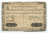 France 5 Livres 1791 
P# A50; VG