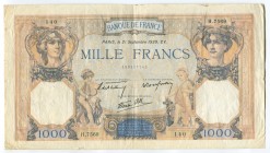 France 1000 Francs 1939 
P# S890; VF+