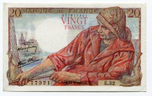 France 20 Francs 1942 
P# 100a; № 077977321; AUNC