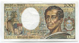 France 200 Francs 1989 
P# 155c; XF — XF+