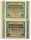 Germany - Weimar Republic Set of 2 Notes of 20 Milliarden Mark 1923 
P# 118; № 073804 - 122655; XF