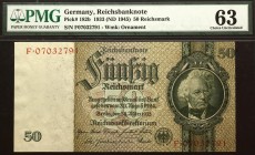 Germany - Third Reich 50 Reichsmark 1933 (1945) PMG 63
P# 182b; # F07032791; Wmk: Ornament