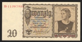 Germany - Third Reich 20 Reichsmark 1939 
P# 185; UNC