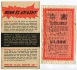 Germany - Third Reich Set of 2 Allied Notes 1942 - 45
Alliierter Propaganda-Flugblätter - Alliierter Passierschein der deutschen Truppen 1942 -45; VF...