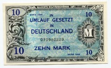 Germany 10 Mark 1944 Allied Occupation WWII
P# 194a; UNC, Crispy