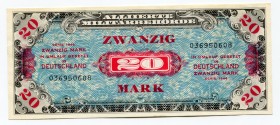 Germany 20 Mark 1944 Allied Occupation WWII
P# 195a; UNC, Crispy