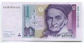 Germany 10 Deutsche Mark 1999 
P# 38d; № GS 3878344 Z 0; UNC; "Carl Friedrich Gauss"