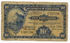 Gibraltar 10 Shillings 1942 
P# 14b; № C335296; F