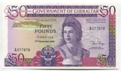 Gibraltar 50 Pounds 1986 Rare
P# 24; № A 077878; UNC
