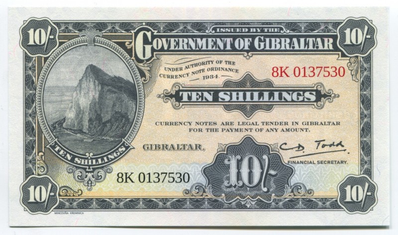 Gibraltar 10 Shillings 2018 Commemorative
№ 8K 0137530; UNC; Celebrate World To...