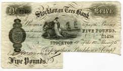 Great Britain Stockton on Tees Bank 5 Pounds 1895 Canlcelled
№ 1458; VF