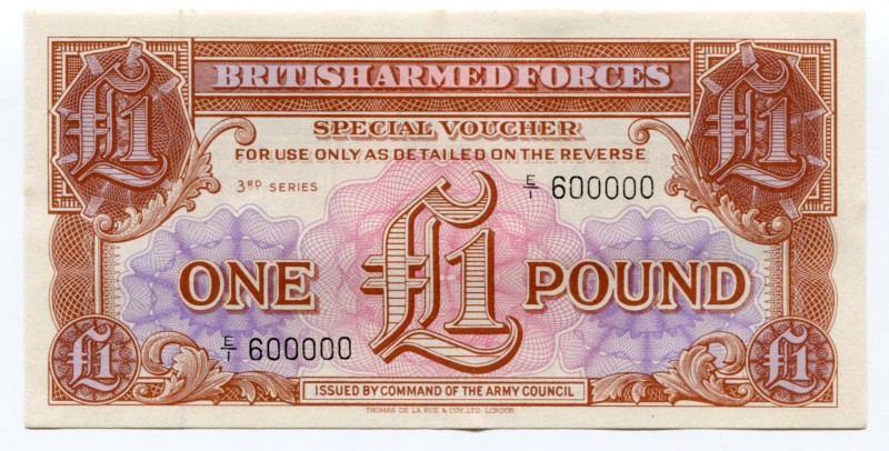 Great Britain 1 Pound 1956 British Armed Forces
P# M29; Third Series; № 600000;...
