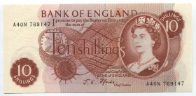 Great Britain 10 Shillings 1966 -70
P# 373c; A40N First Series; Sign J.S.Fforde; UNC