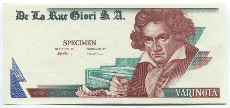 Great Britain De La Rue Test Note 2000 -2010 Specimen "Varinota" RARE
Beethoven...