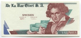 Great Britain De La Rue Test Note 2000 -2010 Specimen "Varinota" RARE
Beethoven; Test Print; UNC — UNC-