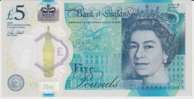Great Britain 5 Pounds 2015 
P#394; UNC; Polymer