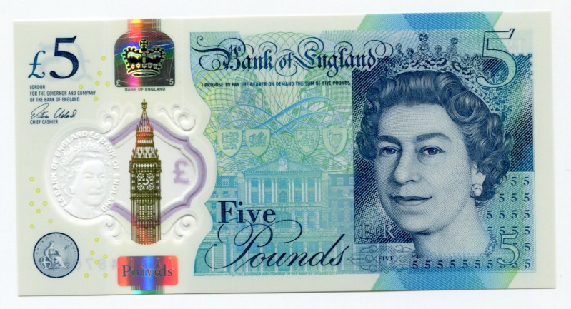 Great Britain 5 Pounds 2015 Polymer
P# 394; № AA01 487035; UNC