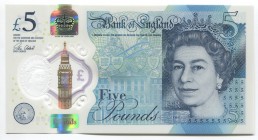 Great Britain 5 Pounds 2015 Serie AA
P# 394; UNC; Serie AA; Polymer; "W. Churchill"