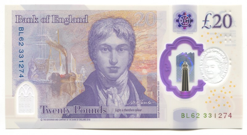 Great Britain 20 Pounds 2019 
P# New; № BL62-331274; Polymer; UNC