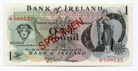Northern Ireland 1 Pound 1977 Specimen
P# CS1; № 000157; Bank of Ireland; UNC