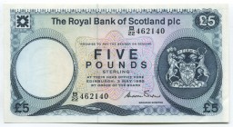 Scotland Royal Bank 5 Pounds 1982 
P# 342a; № B22-462149; AUNC