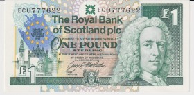 Scotland 1 Pound 1992 
P#356; European Summit Commemorative; UNC; Number EC0777622