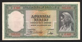 Greece 1000 Drachmai 1939 
P# 110; XF