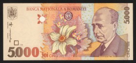 Romania 5000 Lei 1998 
P# 107b; Not common watermark; UNC