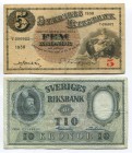 Sweden 5 - 10 Kronor 1938 -1954
P# 33u; F; P#43b; VF