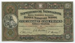 Switzerland 5 Francs 1949 
P# 11n; № 41W021982; XF+
