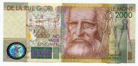 Switzerland Specimen Test Note 2000 De La Rue Giori S.A. Le Mont Leonardo
Le Mont Leonardo Da Vinci; UNC