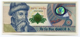 Switzerland Specimen Test Note (ND) De La Rue Giori S.A. Opti-Nota Gutenberg 
Opti-Nota Gutenberg; UNC