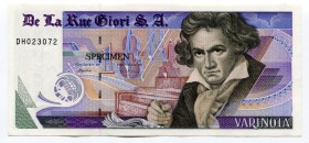 Switzerland Specimen Test Note (ND) De La Rue Giori S.A. Varinota Beethoven 
Varinota Beethoven; Red Serial; UNC