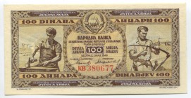 Yugoslavia 100 Dinara 1946 
P# 65a; № KB 380677; UNC