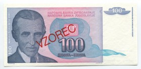 Yugoslavia 100 Dinara 1994 Specimen
P# 139a; UNC