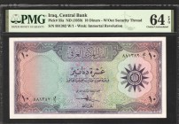 Iraq 10 Dinars 1959 PMG 64
P# 55a; UNC