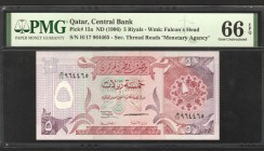 Qatar 5 Rials 1996 PMG 66
P# 15a; UNC
